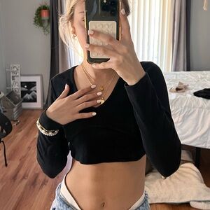 Black Garage Long Sleeve CropTop